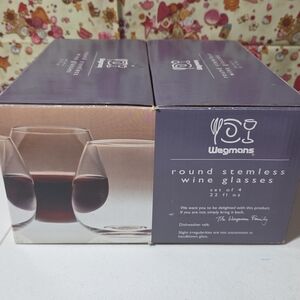 Wegmans Round Stemless Wine Glasses Set